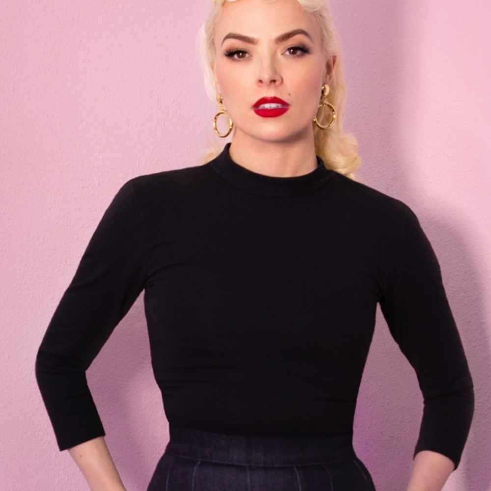 BAD GIRL 3/4 SLEEVE Black Top by VIXEN